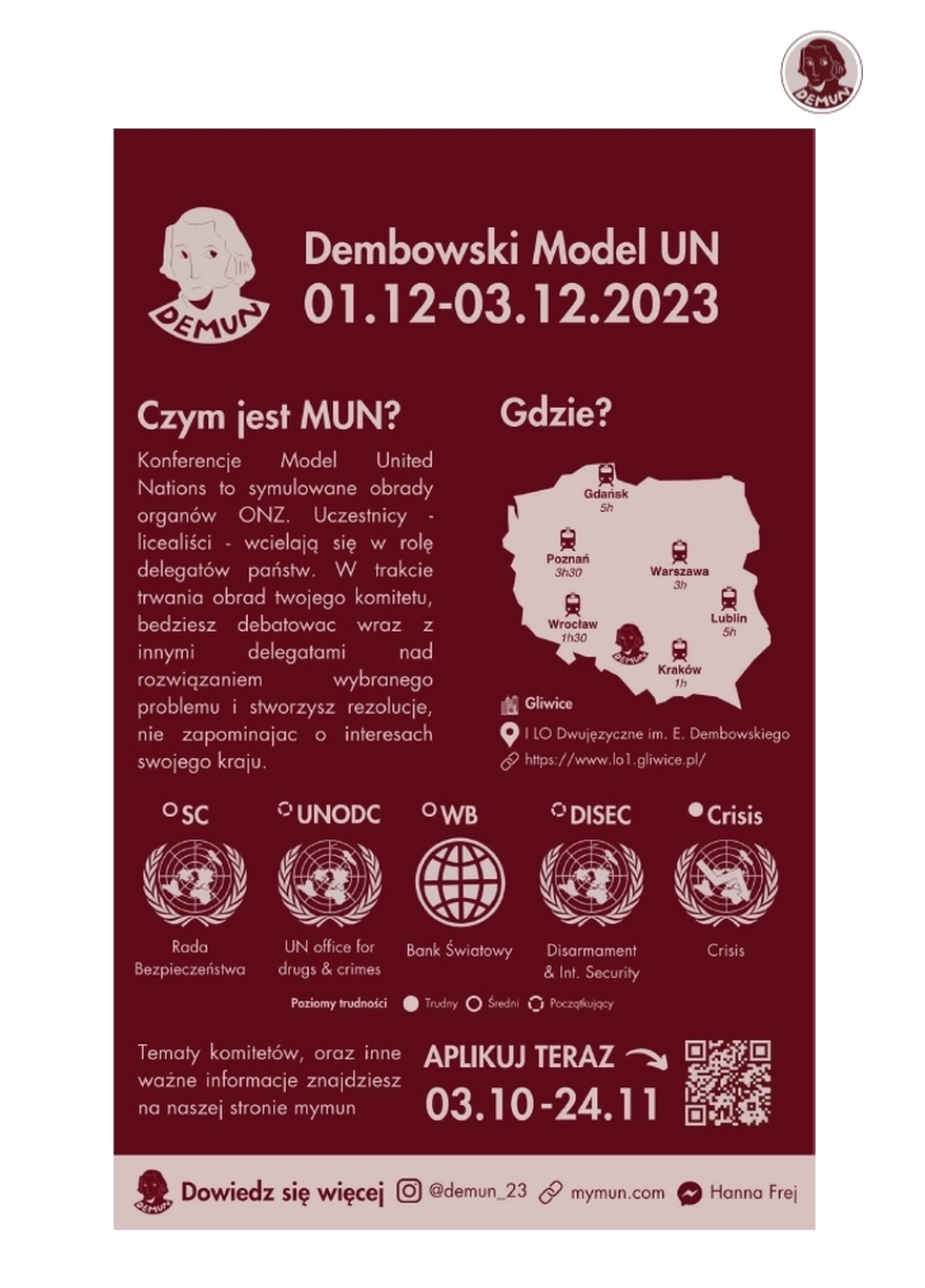 Konferencja DEMUN 2023 - Dembowski Model UN