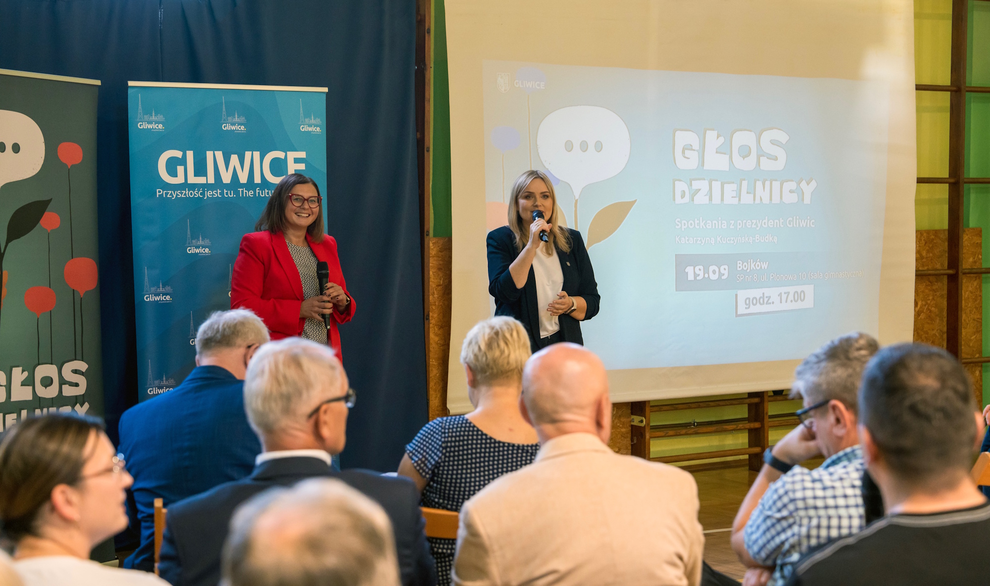Fot. G. Ożga/UM w Gliwicach prezydent Gliwic i zastępczyni Agnieszka Dylewska na spotkaniu z mieszkańcami