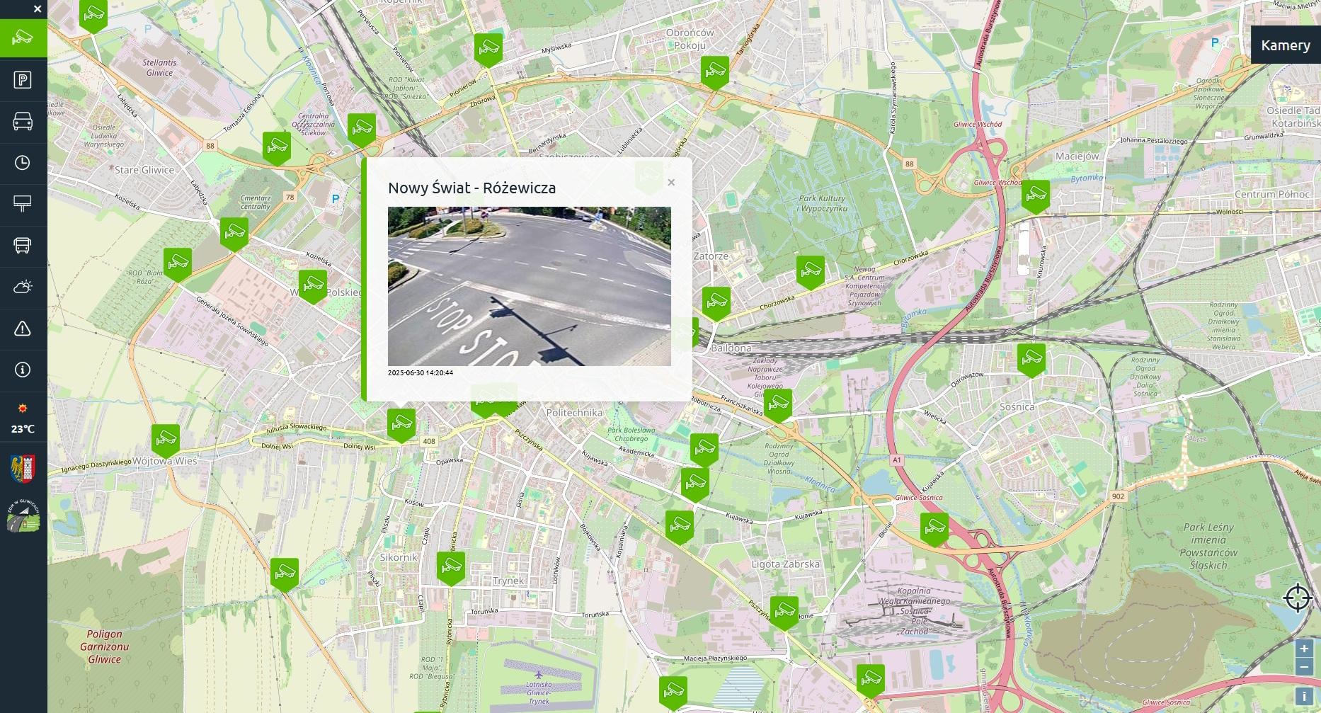 Podgląd z kamery na mapie w aplikacji zdjęcie na mapce