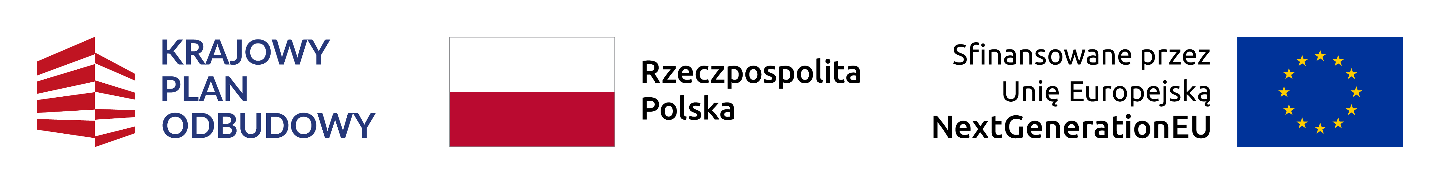 logo KPO, flaga Polski, flaga unii europejskiej