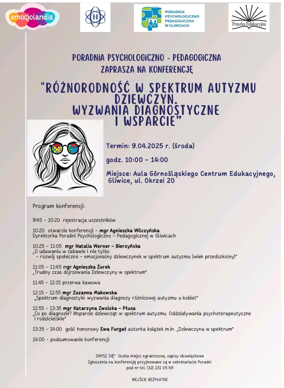 plakat konferencji pn. "Różnorodność w Spektrum Autyzmu Dziewczyn"