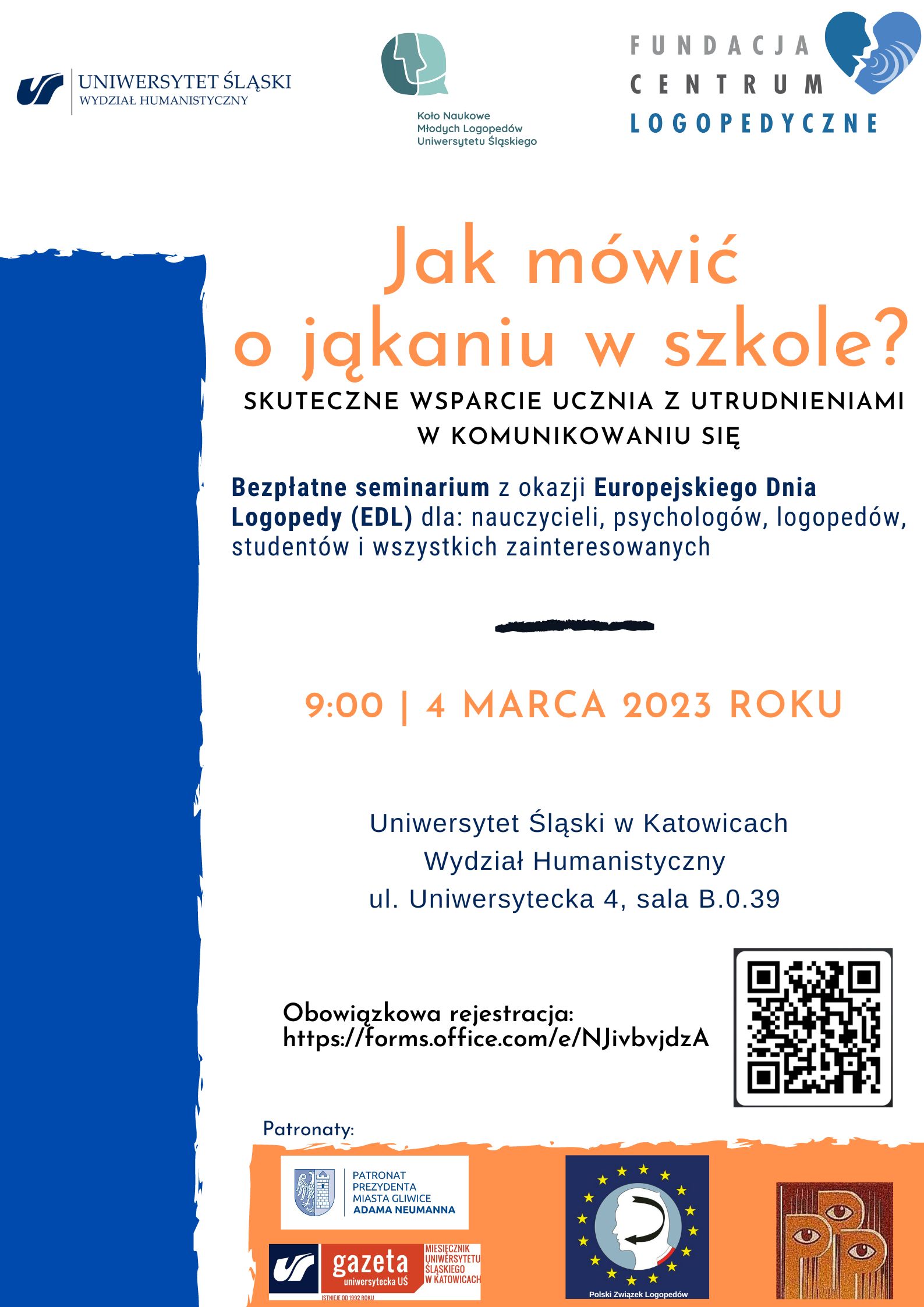 "Jak mówić o jąkaniu w szkole?" - seminarium z okazji Europejskiego Dnia Logopedy