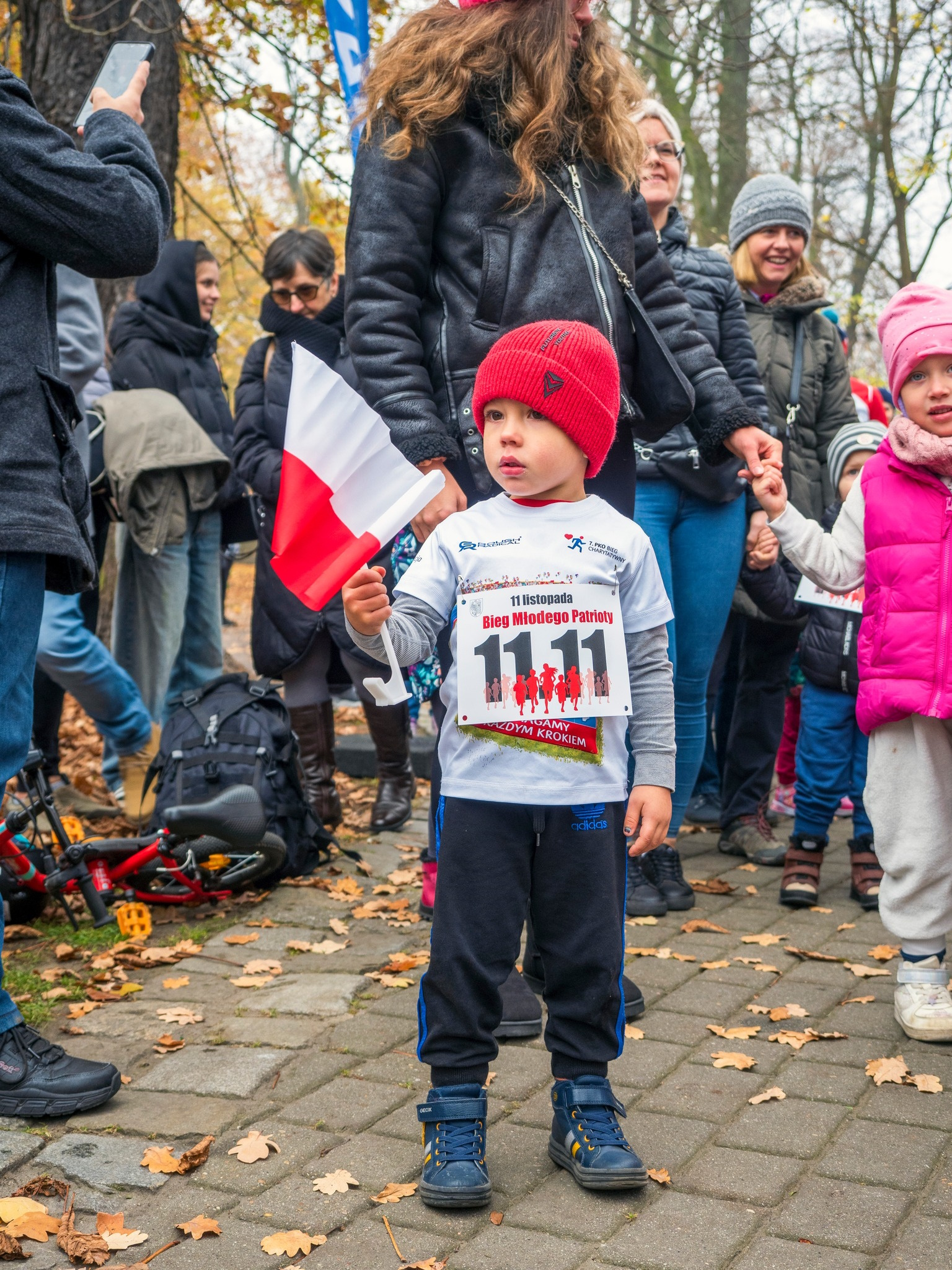 Chłopiec z flaga biało-czerwoną