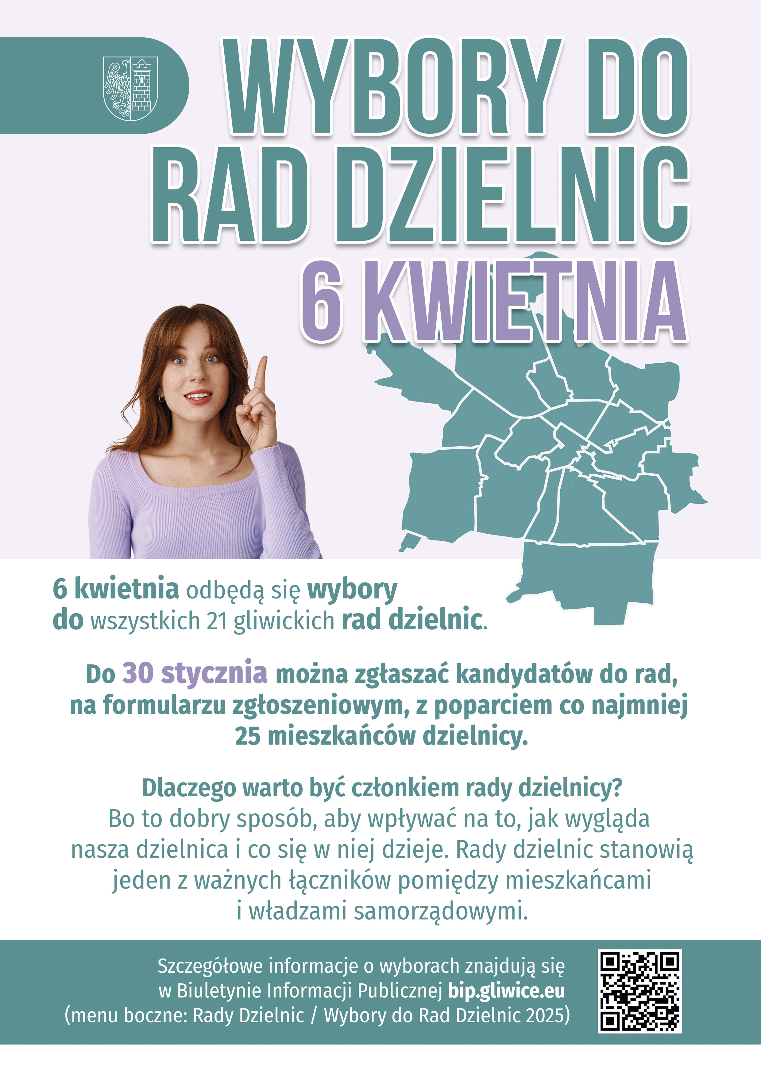 Plakat promujący wybory do rad dzielnic