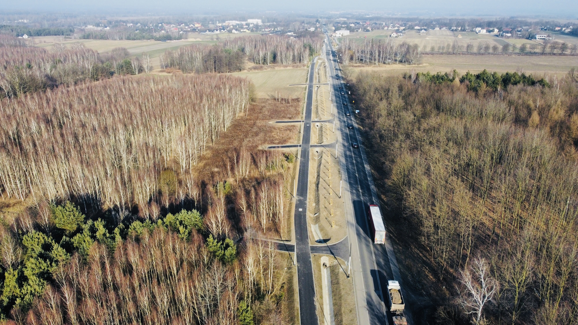 droga, trawniki, asfaltowa ścieżka, las